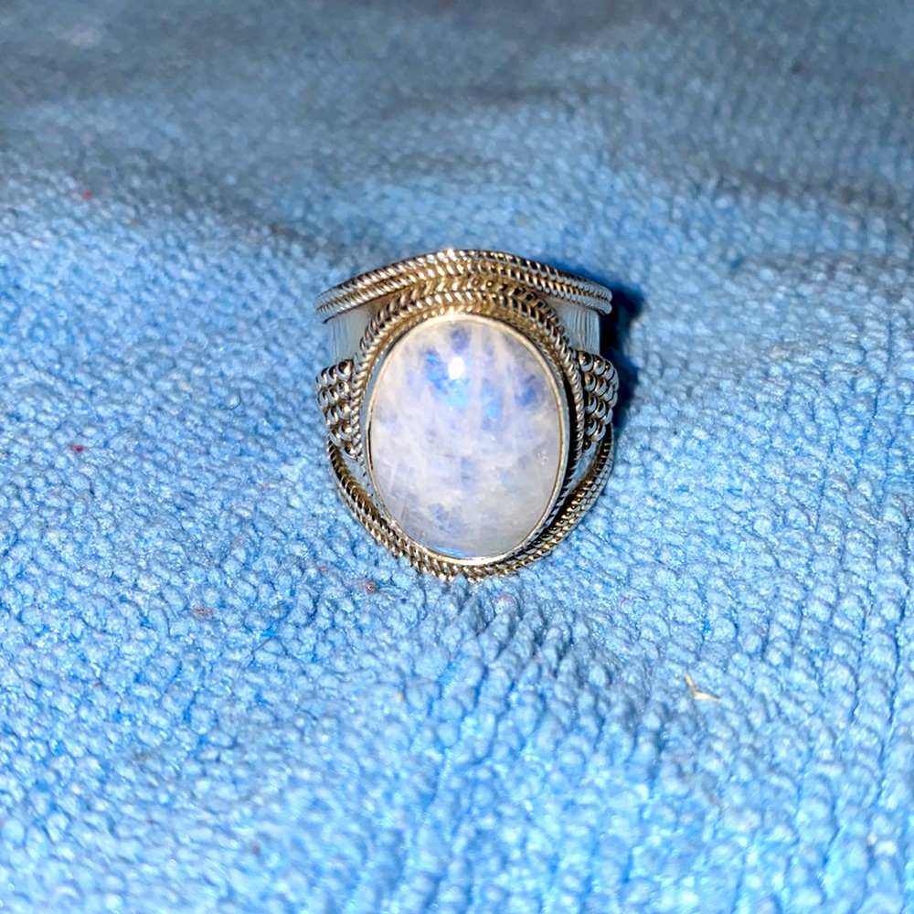 Stunning 925 Solid Sterling Silver Rainbow Moonst… - image 2